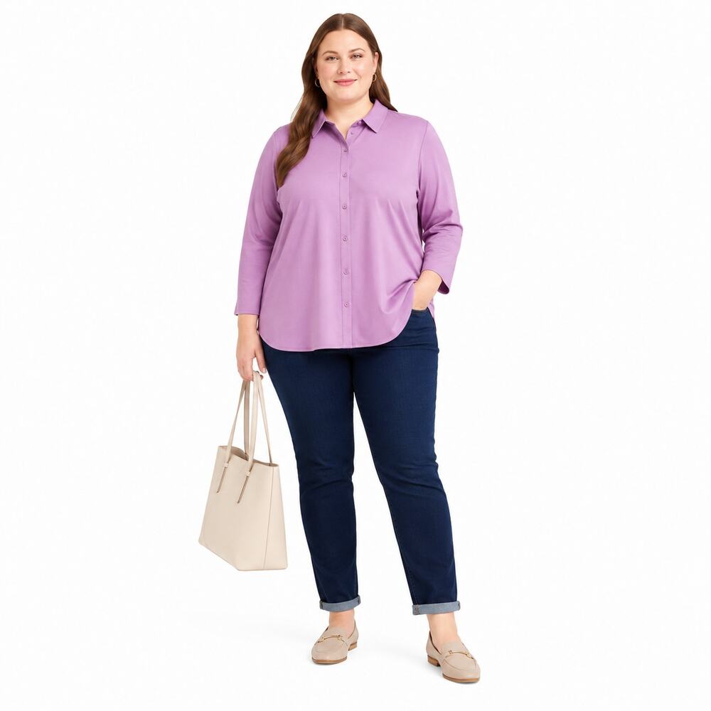 Isaac Mizrahi Live! Essentials Women’s Lavender Button-Up Shirt Size XLP
